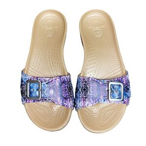 Crocs Sarah Slides Floral Purple Sz 6